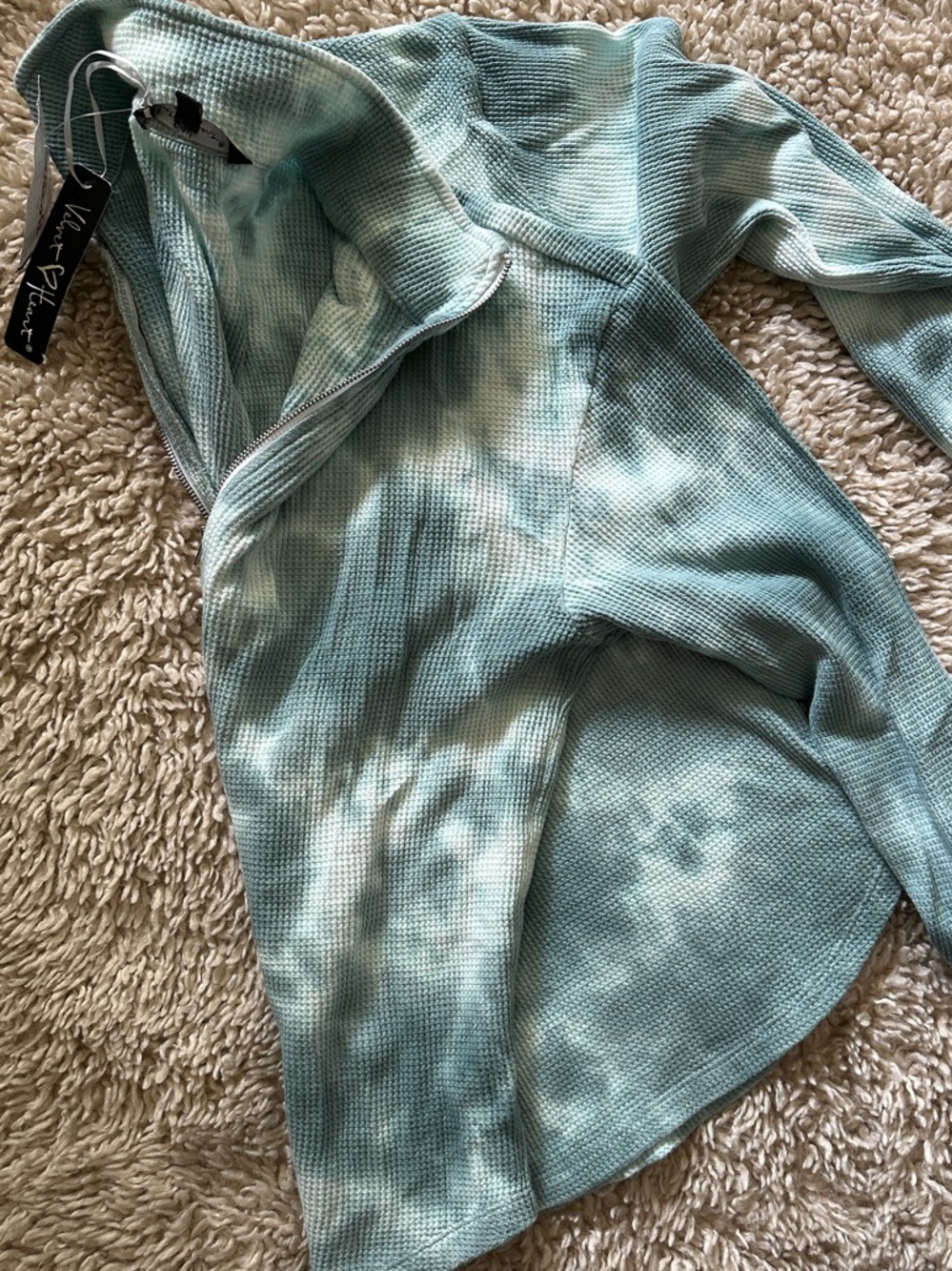 Velvet heart Light Sage Waffle-Knit Quarter Zip Pullover - Picture 8 of 8